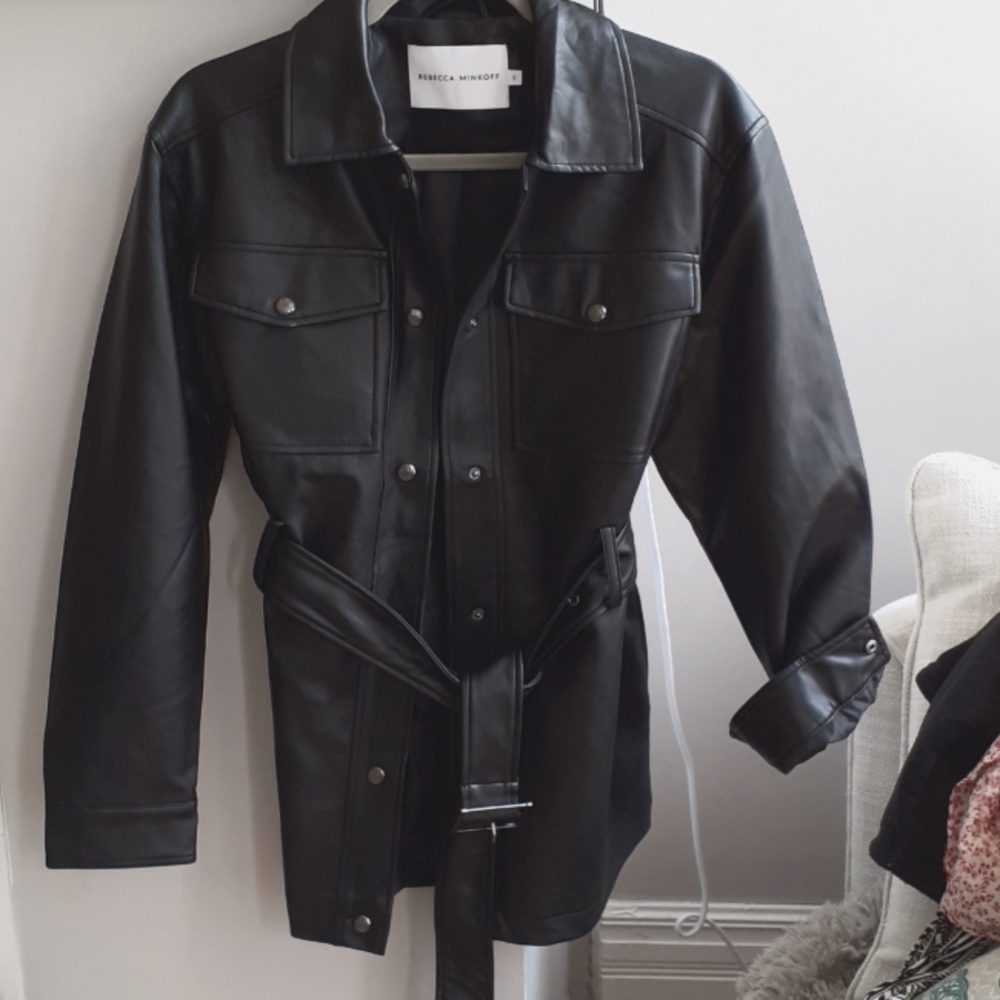 Rebecca Minkoff faux leather belted jacket *NWT!*